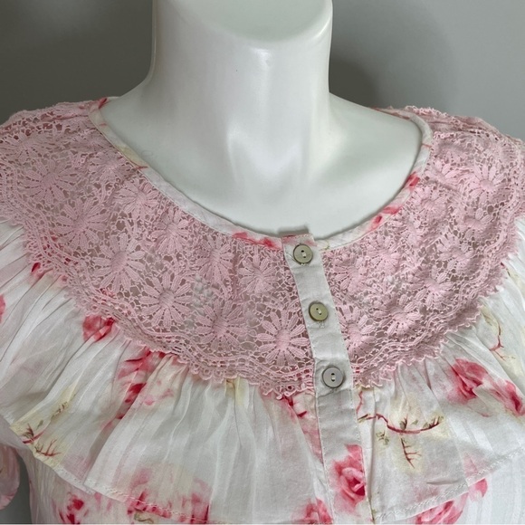 LoveShackFancy Elania lace trimmed ruffled crop top NWT XL - Picture 4 of 8